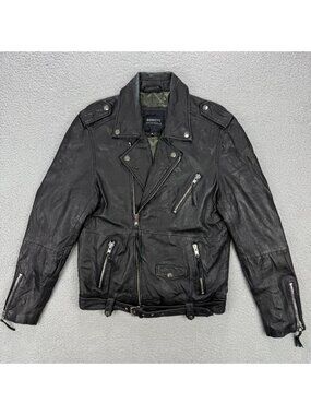 Barneys Originals Jacket Womens Extra Large Black Leather Biker Motorcycle Moto
